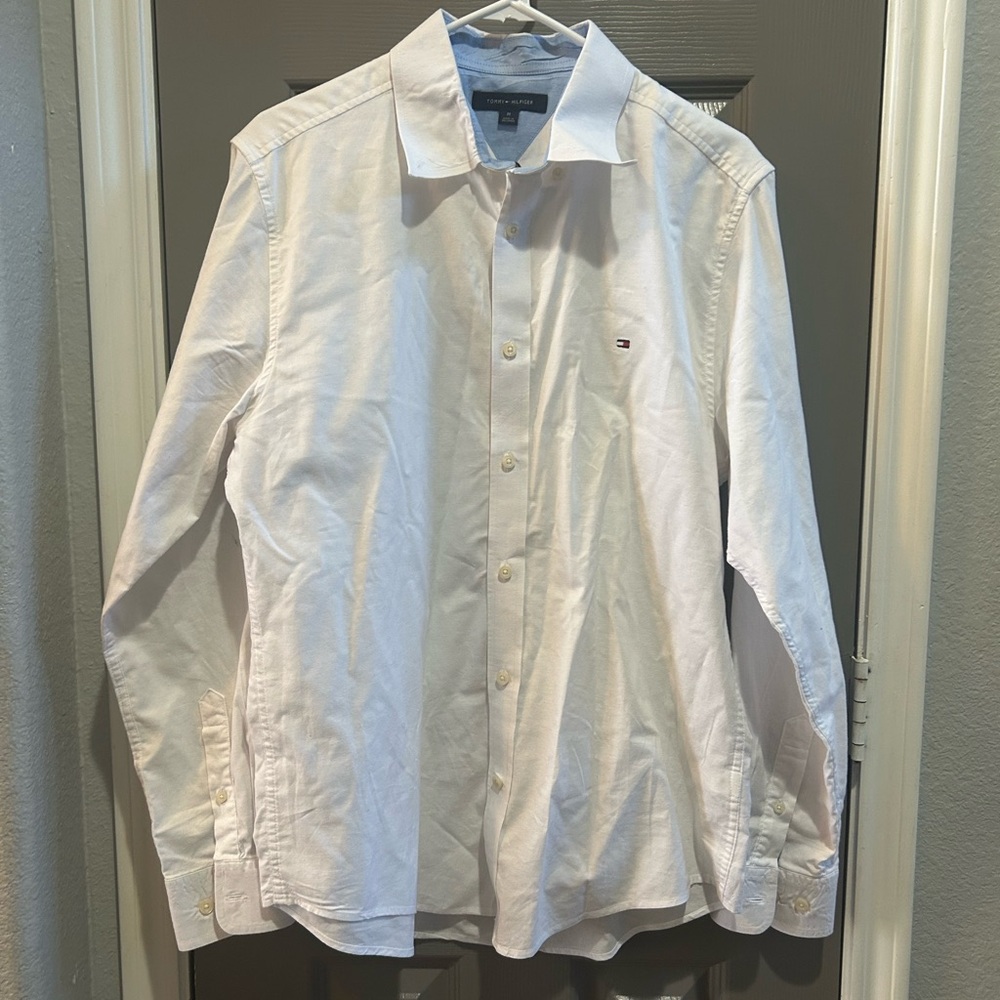 Tommy Hilfiger White Shirt Oxford polo button up size medium